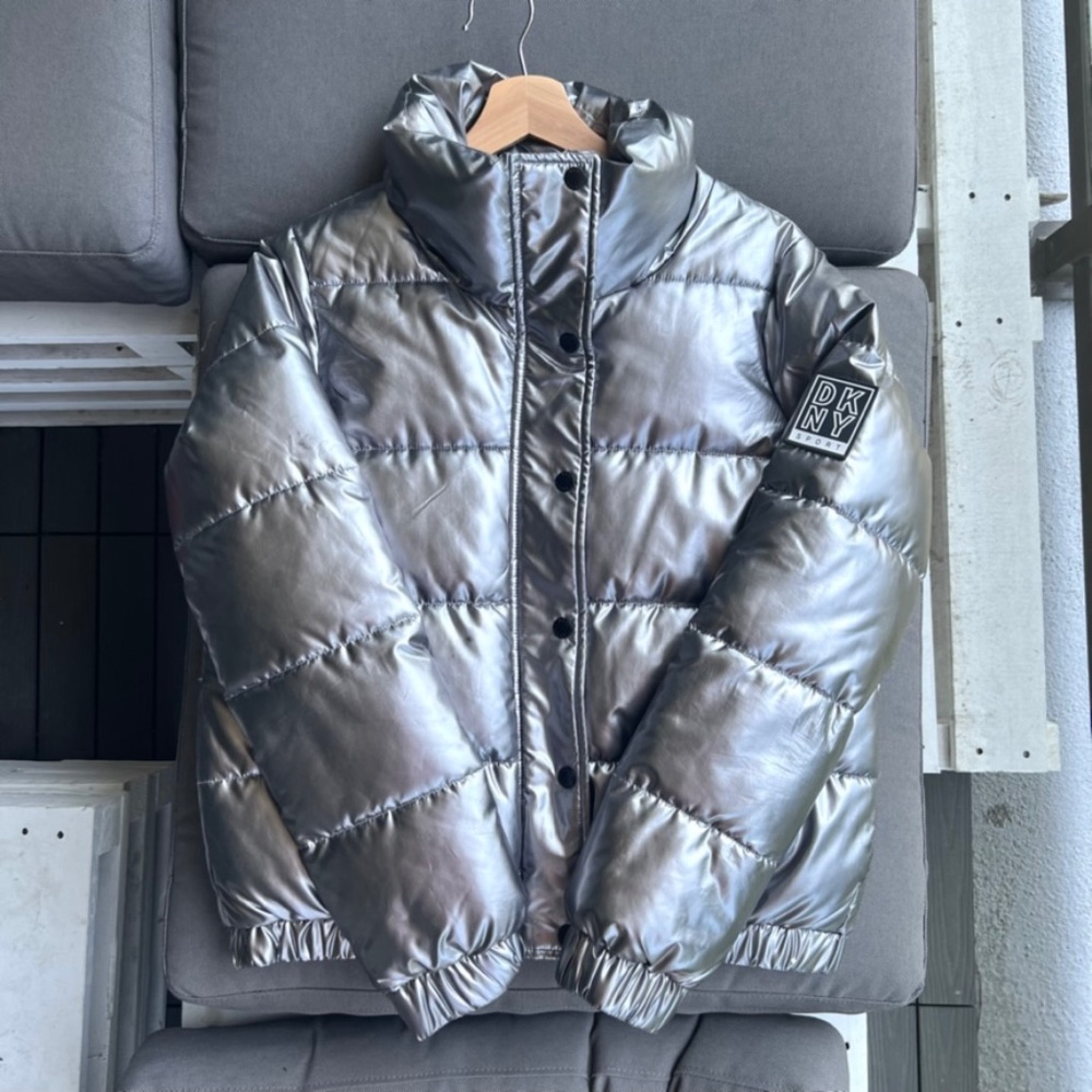 DKNY Sport | Metallic Silver Puffer Jacket - Size S